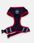 Red and black 6ix Dog harness: front view
