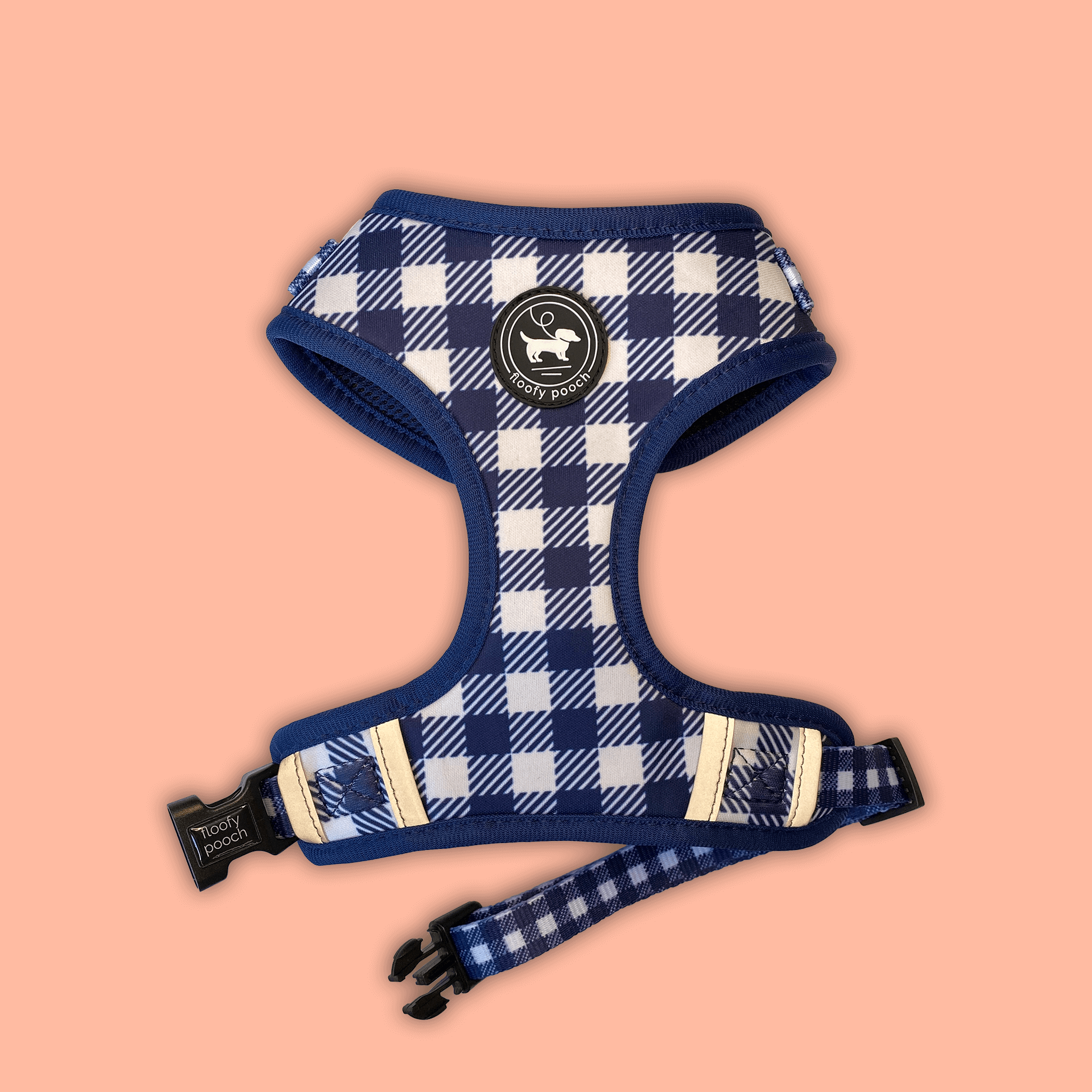 Floofy Pooch Classy Pooch Dog Harness - Front View - Stylish Red and Black Design