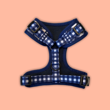 Load image into Gallery viewer, Puppy Harness - blue gingham pattern -Classy Pooch.

