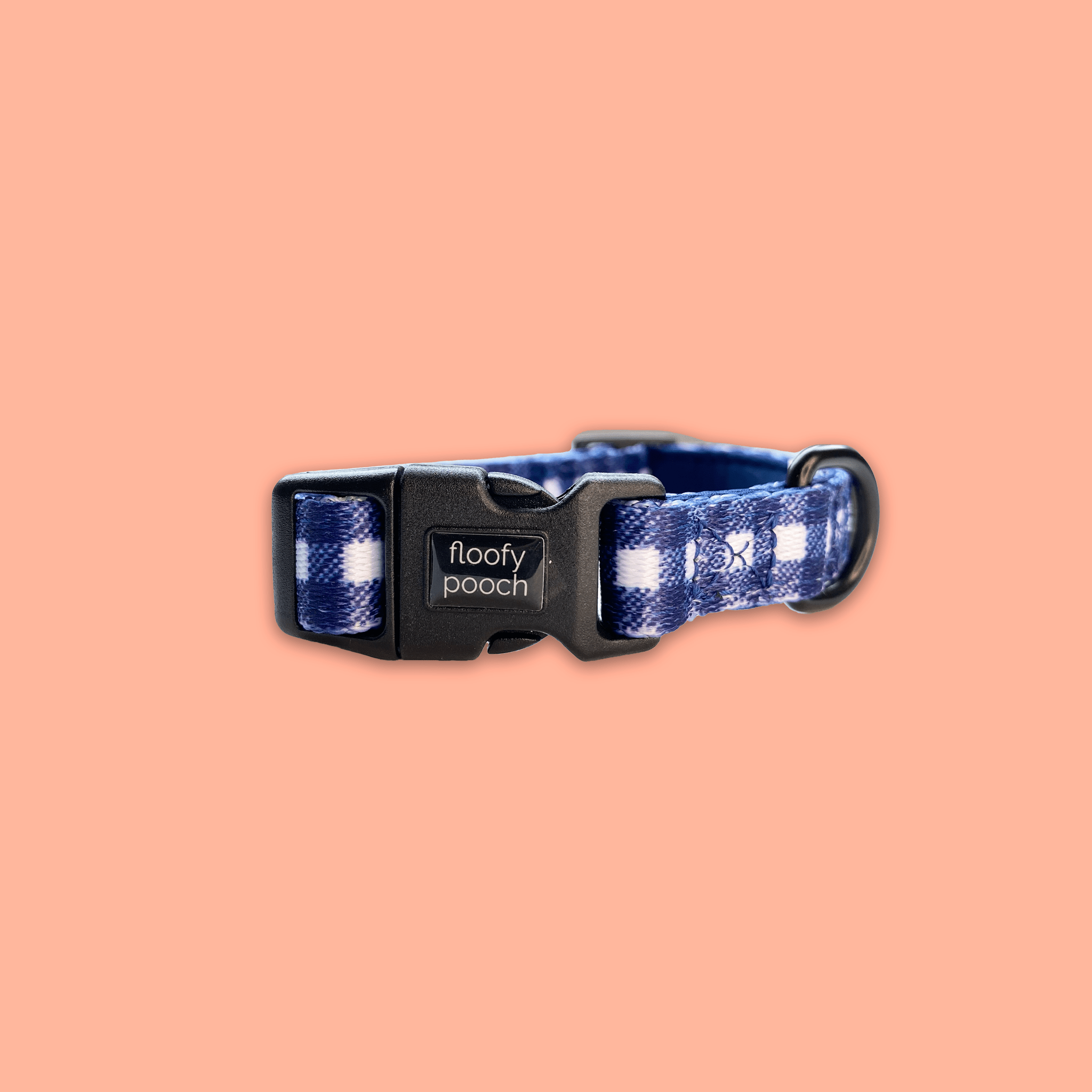 Dog Collar Canada Blue Gingham Pattern Floofy Pooch