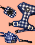 Dog Harness and Leash Canada Blue Gingham Pattern Starter Set Canada