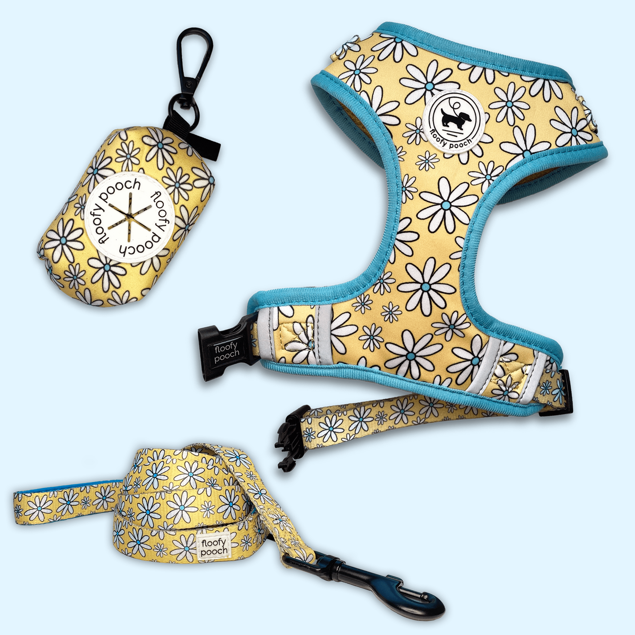 Cute Dog Leash and Harness Canada Yellow Daisy Pattern Canada