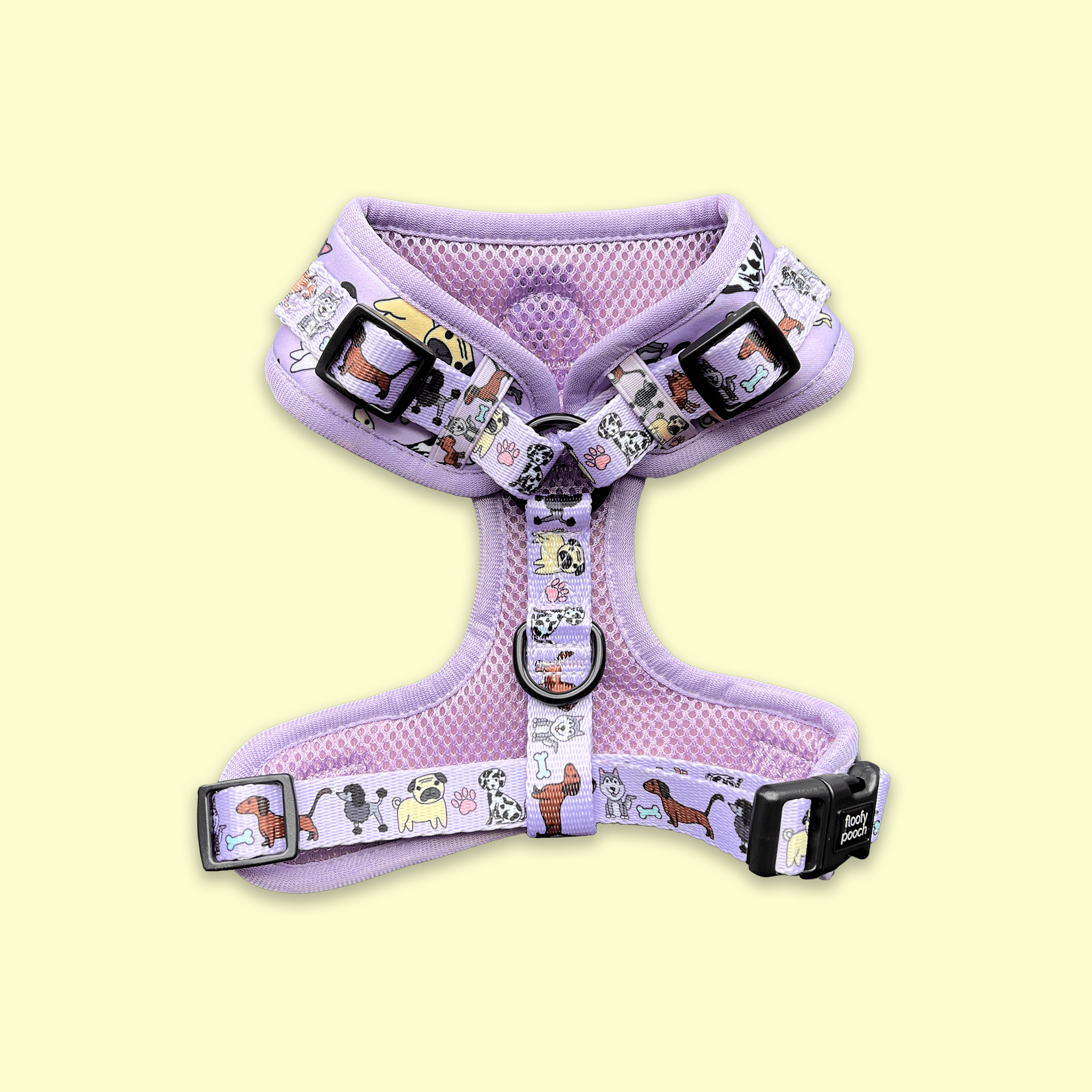 Floofy Pooch Dog Doodlez Harness - Back View - Easy On and Off with Adjustable Straps