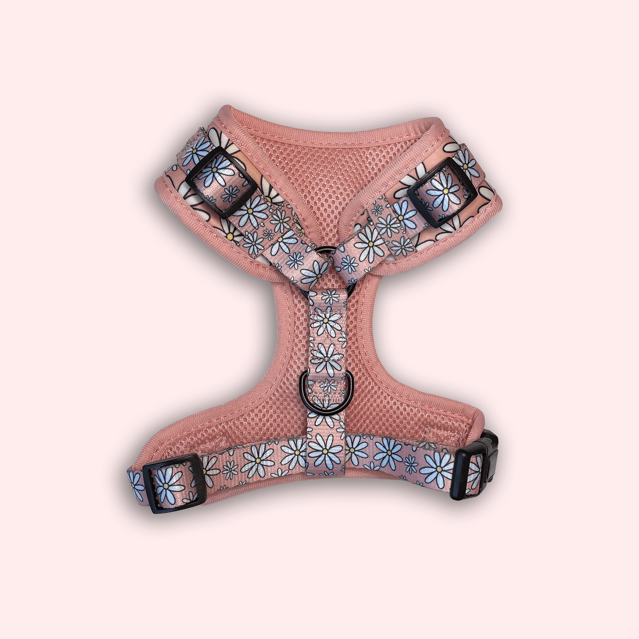 Pink Daisy Dog Harness designed in canada cute
